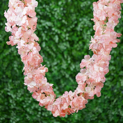 AliKopy 7ft Blush Silk Hydrangea Hanging Garland - Realistic & Durable
