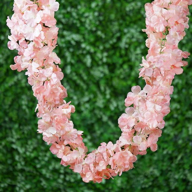 AliKopy 7ft Blush Silk Hydrangea Hanging Garland - Realistic & Durable