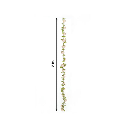 AliKopy 7ft Blush Silk Rose Garland String Lights, 20 LEDs, Battery Op