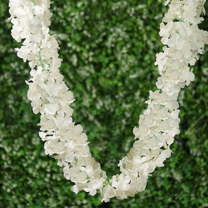 AliKopy 7ft Cream Silk Hydrangea Hanging Garland, Durable & Elegant