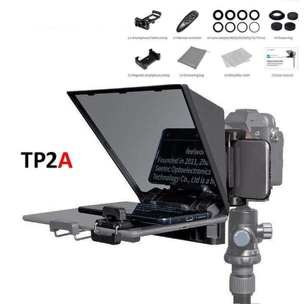8-Inch Compact Smart Teleprompter System with Wireless Control and Lens Adapters - Très Elite