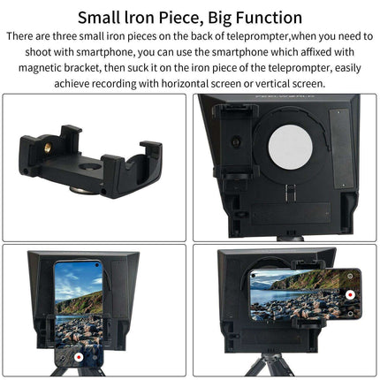 8-Inch Compact Smart Teleprompter System with Wireless Control and Lens Adapters - Très Elite