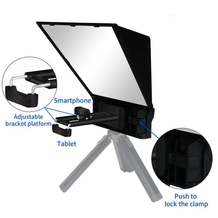 8-Inch Compact Smart Teleprompter System with Wireless Control and Lens Adapters - Très Elite