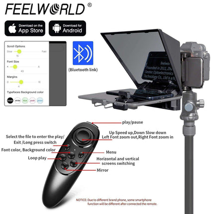 8-Inch Compact Smart Teleprompter System with Wireless Control and Lens Adapters - Très Elite