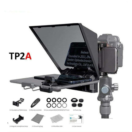 8-Inch Compact Smart Teleprompter System with Wireless Control and Lens Adapters - Très Elite