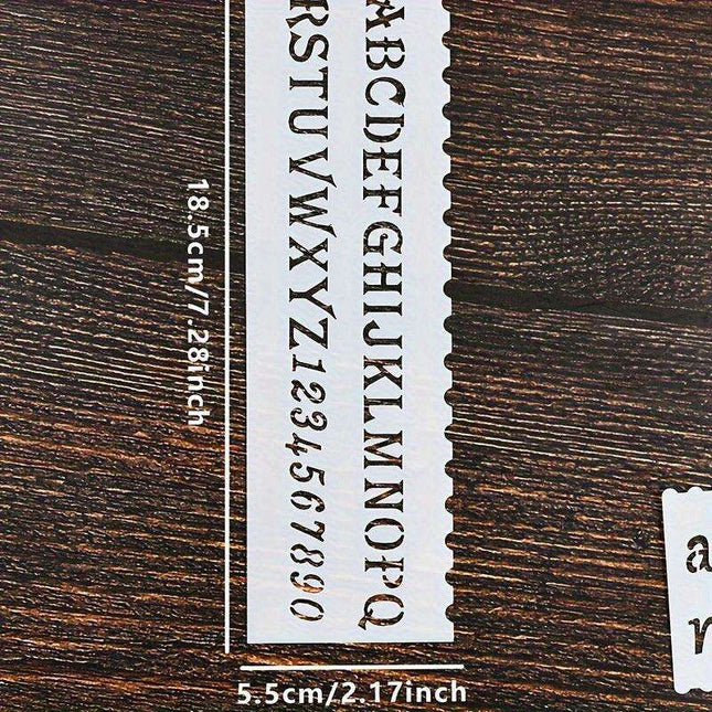 8-Piece Versatile Wave Letter Stencil Set for Creative DIY Crafts with Lace Design and Color Guide