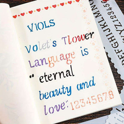 8-Piece Versatile Wave Letter Stencil Set for Creative DIY Crafts with Lace Design and Color Guide - Très Elite