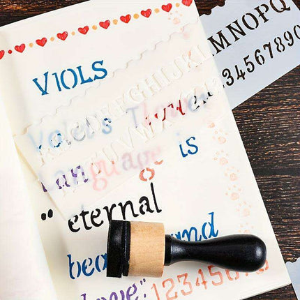 8-Piece Versatile Wave Letter Stencil Set for Creative DIY Crafts with Lace Design and Color Guide - Très Elite