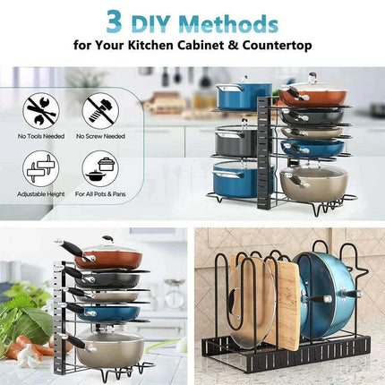 8-Tier Customizable Kitchen Cookware Organizer for Maximum Efficiency and Longevity - Très Elite
