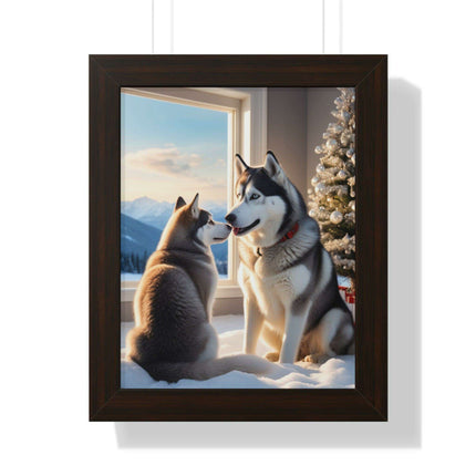 Sustainable Holiday Husky Vertical Wall Art Print