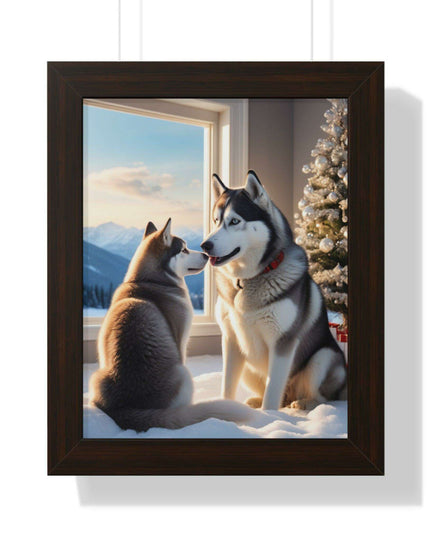 Sustainable Holiday Husky Vertical Wall Art Print