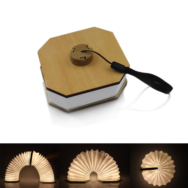 Rechargeable Portable Night Light Foldable Flip Book Lamp Wooden Organ Light
