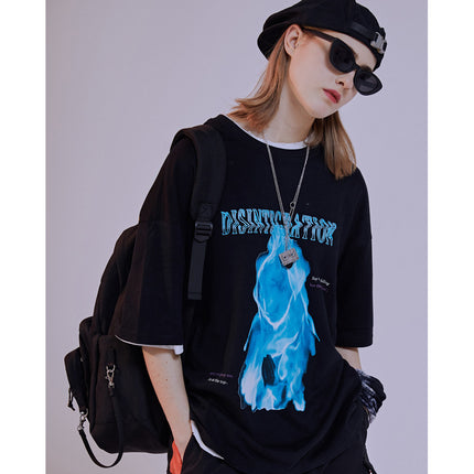 Peekaboo Studio Dark Ghost Print Loose Top - Lightweight & Stylish