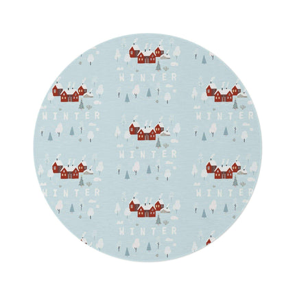 Luxurious 60" Chenille Holiday Round Rug - Enchanting Winter Wonderland Style