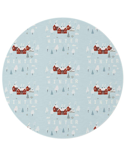 Luxurious 60" Chenille Holiday Round Rug - Enchanting Winter Wonderland Style