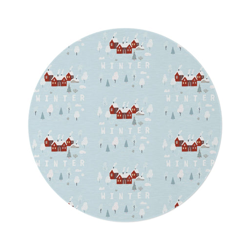 Maison d'Elite Christmas Winter Holiday Round Rug with Chenille Texture - 60 Diameter