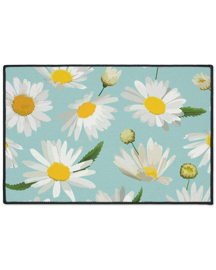 Chic Geometric Chamomile Area Rug with Elegant Black Edging and Anti-Slip Base