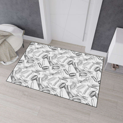 Customizable Monochrome Non-Slip Polyester Floor Mat with Chic Black Border