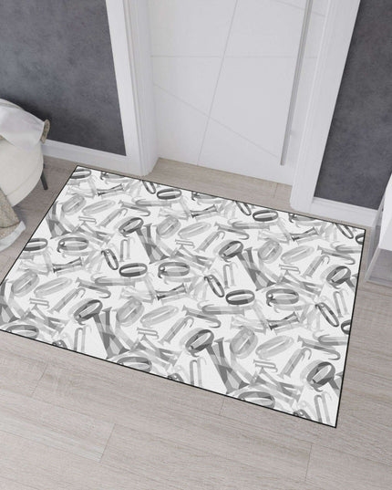 Customizable Monochrome Non-Slip Polyester Floor Mat with Chic Black Border