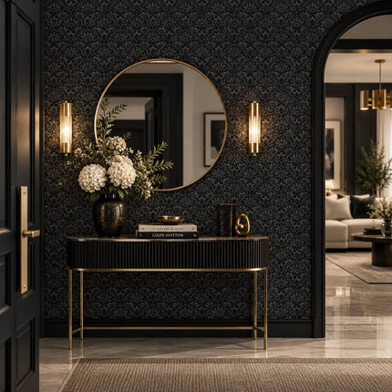 Très Elite Black Floral Moody Self-Adhesive Wallpaper, Removable, 15.7