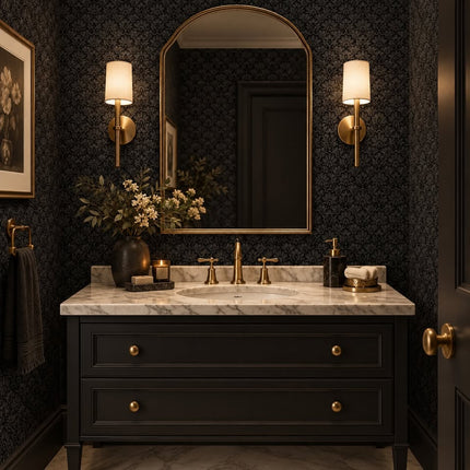 Très Elite Black Floral Moody Self-Adhesive Wallpaper, Removable, 15.7