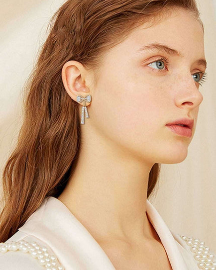 Sophisticated 1.12 Carat Lab-Grown Diamond Bow Earrings with Sterling Silver and Platinum or 18K Gold Finishes