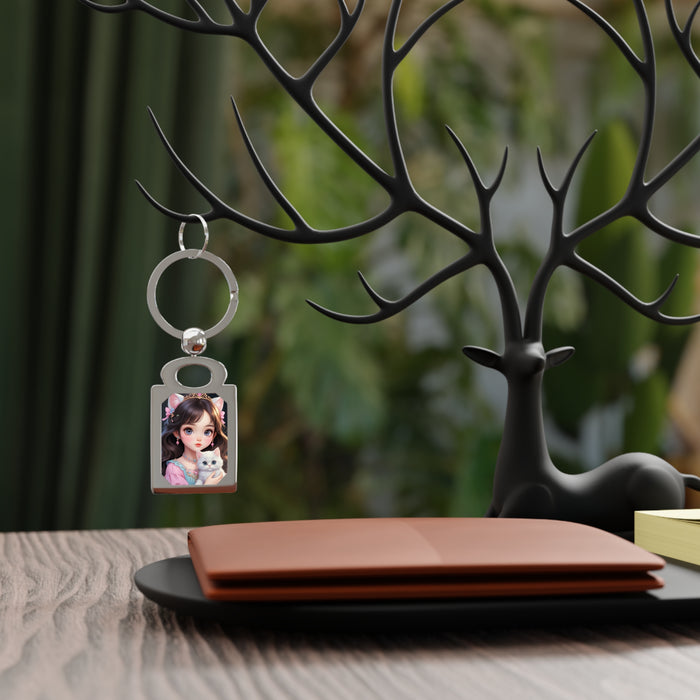 Personalized Zinc Alloy Photo Keyring with Swivel Joint and Glossy Finish