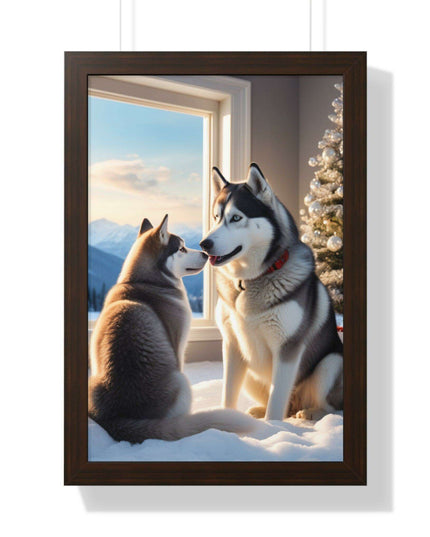 Sustainable Holiday Husky Vertical Wall Art Print