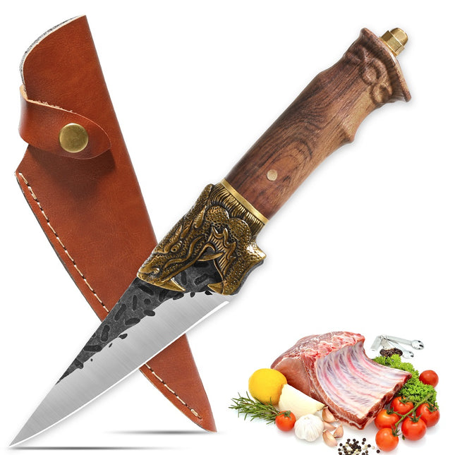 Peekaboo Studio Qulajoy Boning Knife - Hand Forged 7Cr17MOV Blade, Lea