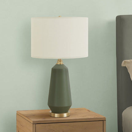 Room & Decor 26"H Contemporary Green Ceramic Table Lamp with Ivory Sha