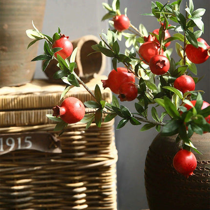80cm Faux Pomegranate Bouquet - 6 Head Foam Fruit for Elegant Home and Event Decoration - Très Elite