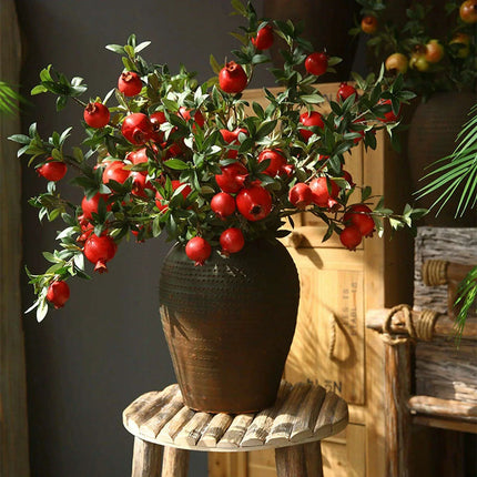 80cm Faux Pomegranate Bouquet - 6 Head Foam Fruit for Elegant Home and Event Decoration - Très Elite