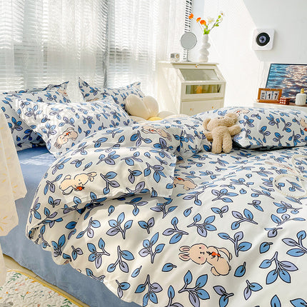 Peekaboo Studio Four-Piece Sanding Skin Bed Sheet Set with Quilt Cover