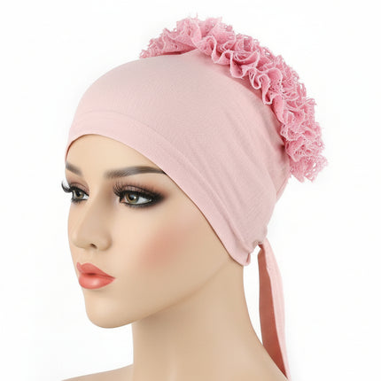 Peekaboo Studio Large Solid Color Lace Flower Hat with Adjustable Fit