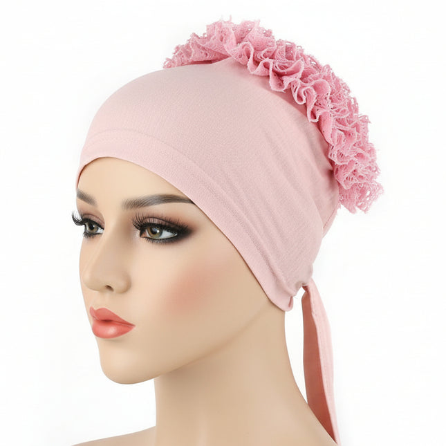 Peekaboo Studio Large Solid Color Lace Flower Hat with Adjustable Fit