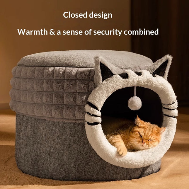Peekaboo Studio Warm Enclosed Cat Bed - All-Season, Cozy Hideaway