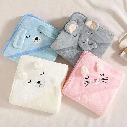 80x80 Cozy Cotton Fleece Newborn Wrap Blanket for Infants 0-12 Months - All-Season Absorbent Bath Towel in White, Pink, Blue, Gray - Très Elite