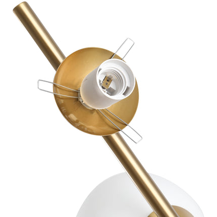 Homcom Modern Floor Lamp with 2 Glass Shades, White Gold Metal Design