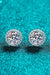 1 Carat Round Moissanite Sterling Silver Stud Earrings with Rhodium Finish