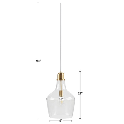 Room & Decor Bell Shaped Glass Pendant Light - Gold Finish, 13" Diamet
