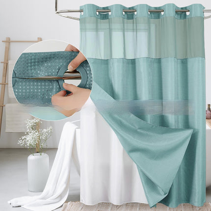 Waffle-Pattern Double-Layer Shower Curtain | 19 Colors