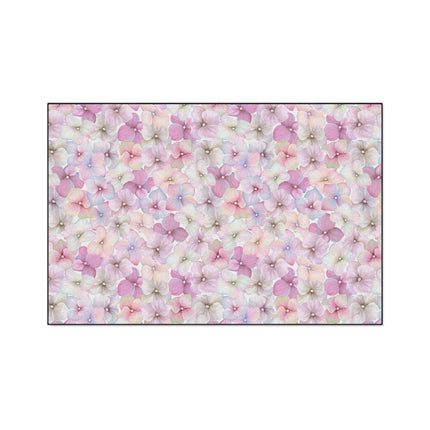 Chic Customizable Blue Daisy Floor Mat with Elegant Black Edging