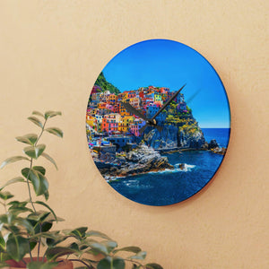 Mediterranean Wall Clocks - Round and Square Shapes, Multiple Sizes | Vibrant Prints, Keyhole Hanging Slot-Home Decor-Printify-10.75'' × 10.75'' (Round)-Très Elite