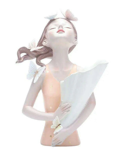Nordic Elegance Butterfly Maiden Resin Vase - Chic Decorative Accent for Your Home