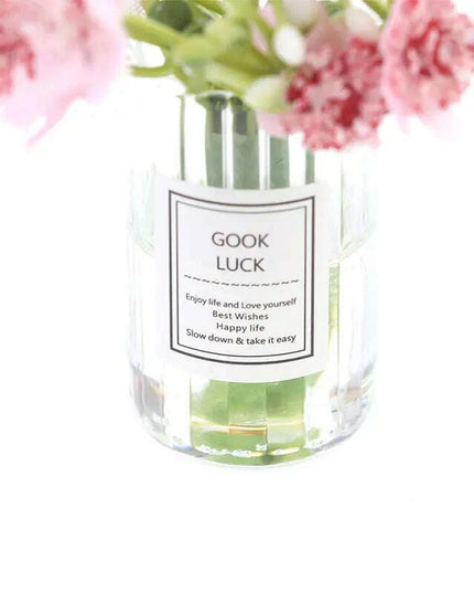 Hanging Mini Glass Vase Wind Chimes with Mini Flower Decor for Home and Dollhouse