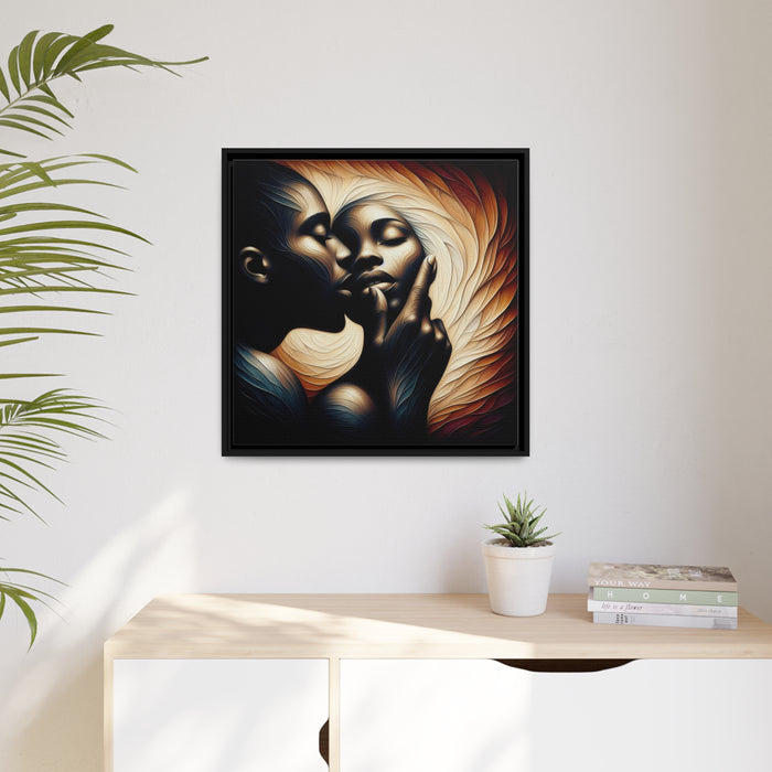 Elegant Black Pinewood Framed Valentine's Canvas Art