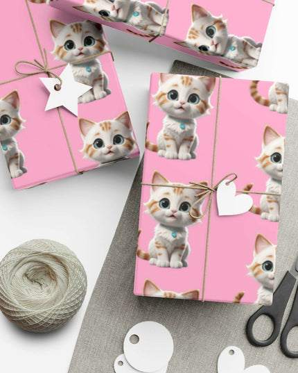 Sustainable Chic Cat-Themed Holiday Gift Wrap Set - Elegant Matte & Satin Choices