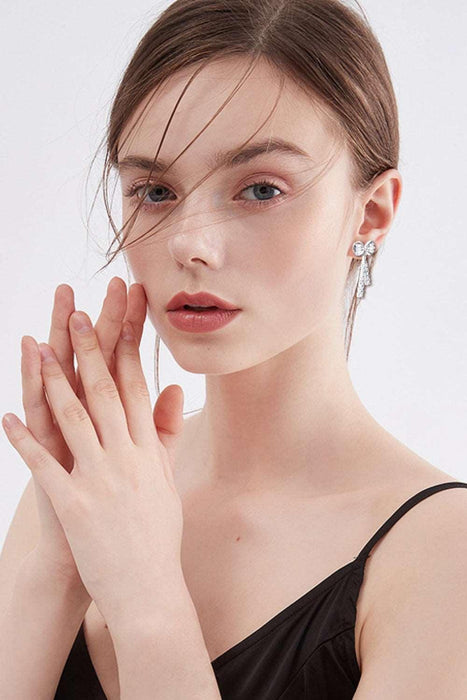 Sophisticated 1.12 Carat Lab-Grown Diamond Bow Earrings with Sterling Silver and Platinum or 18K Gold Finishes