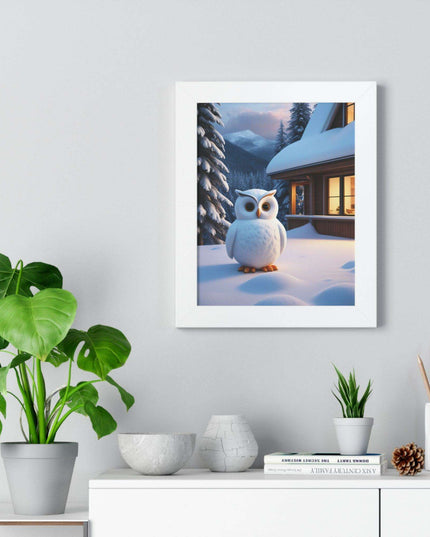 Charming Sustainable Owl Framed Art Print - Maison d'Elite Vertical Poster