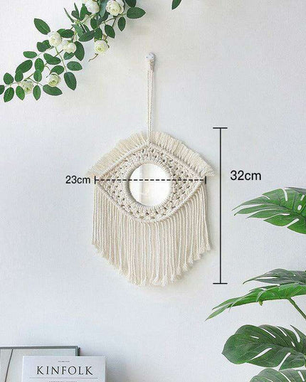 Bohemian Bliss: Artisan Cotton Tapestry with Wooden Bead Accents